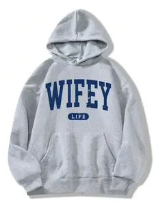 Plus Size Letter Print Casual Hoodie or Tshirt Graduation,Back To School Outfits,Graduation,Teacher Outfits For Women,Back To School Pullover Fall Outfit Winter Autumn