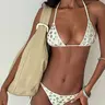 Women's New Style Plain Button Decor Tie Back Bikini Set, Summer Swimsuit, Elegant Swimwear for Beach Vacation, Bikini Beachwear