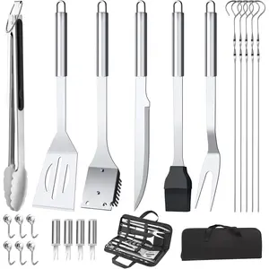BBQ Accessories Grill Tools Set,Stainless Steel Barbecue Grill Accessories for Outdoor Grill,Barbecue Utensils Grilling Accessories Grilling Gifts for Men,Father's Day/Christmas (Sliver-22PCS)