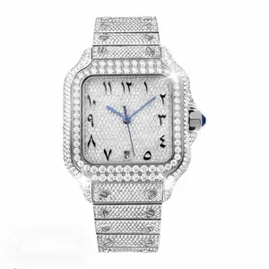 Luxury Fashion Full Diamonds Watch, Trendy Matching Watch, Stainless Steel Square Gemstone Wristwatch, Analog Display, All-season Versatile Style