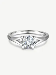 Lab Grown Diamond 4 Prong Solitaire Ring in Sterling Silver Promise Engagement Anniversary Wedding Ring for Women (0.5-1 Carat)