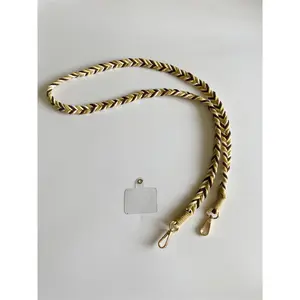 Bohemian long handmade braided rope gradual change twist braid camera strap mobile phone lanyard colored bag strap women