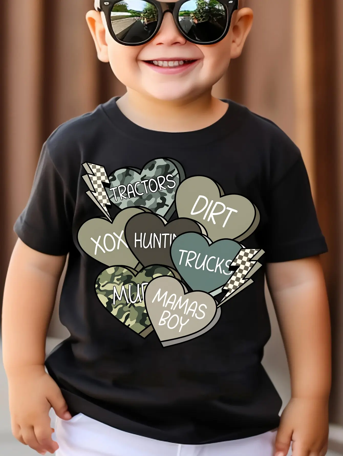 Boys' T-shirts Tractors Dirt Trucks Hunting Mamas Boy Xox Mud Print 100% Cotton Round Neck Short Sleeve T-shirt Machine Washable Funny Graphic Tees