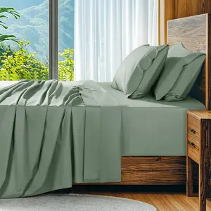 Egyptian  Sheets Set, Extra Deep Pocket up to 18"-24",1000 High Thread Count, Soft & Breathable 5- Hotel Sateen Bed Sheets - 4 count (Sea Glass,)