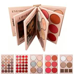 43-Color All-In-One Folding Makeup Palette, 5-In-1 Face Kit with Contour, Highlight, Blush & Eyeshadow, Waterproof & Smudge-Proof for 24H Wear, Natural Blurring Effect, No Fallout, Lightweight Portable Cosmetics Kit for Stage, Travel & Parties