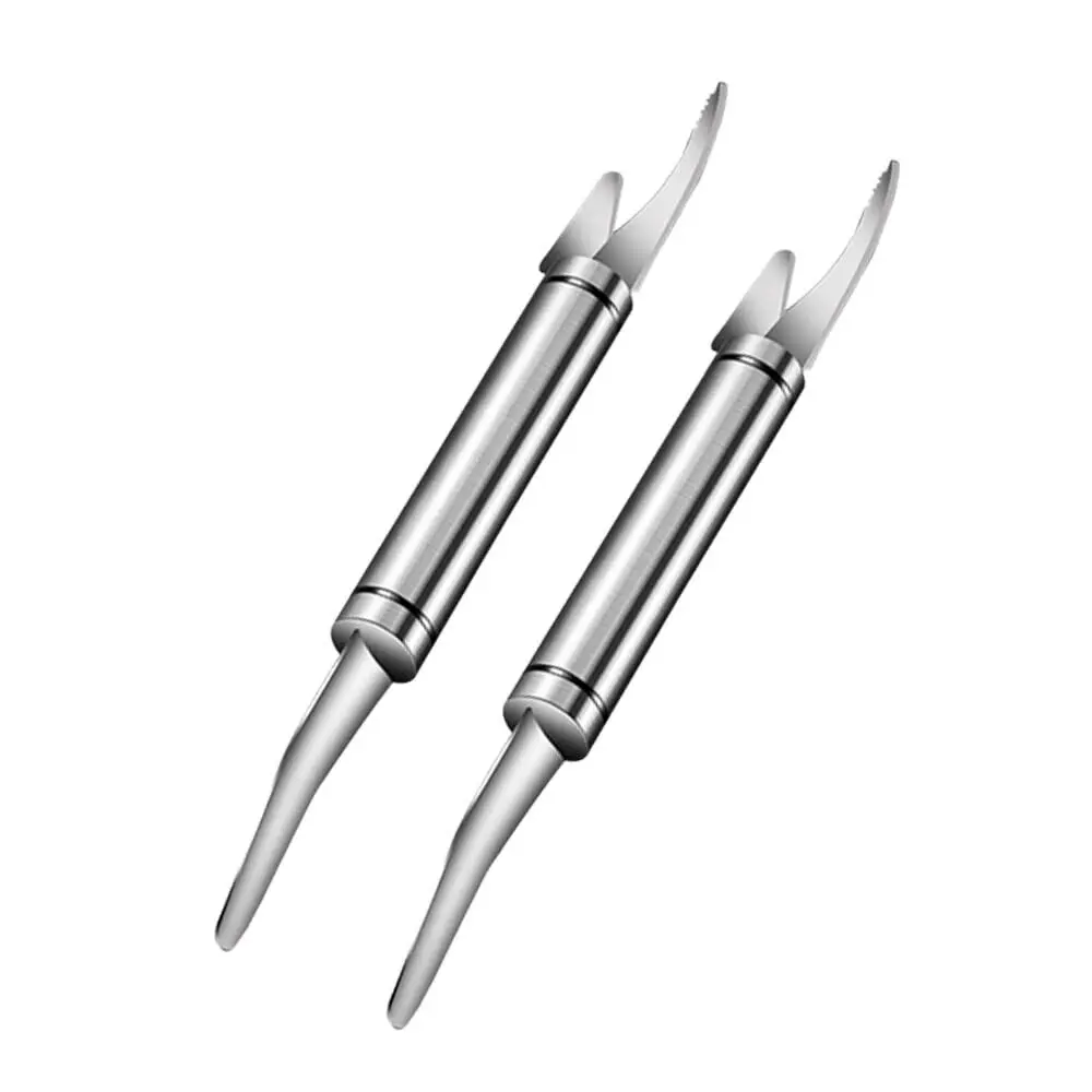 2PCS Stainless Steel 5-In-1 Seafood Utensils Set Shrimp Deveiner Peeler Fish Scale Remover Duck Intestine Cutter Kitchen Blade Multi-use Home Cooking Seafood Cleaning Sturdy Stainless Steel Kitchen Gadget For Daily Household Seafood Prep Tool