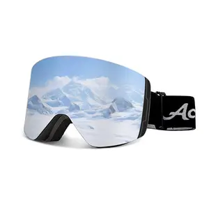 Magnetic Anti Fog Snowboard Ski Goggles Frameless Shatterproof Detachable Magnet PC Lens UV400 Protection for Clear Vision