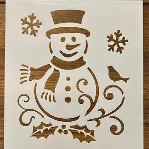 Festive Snowman 10 MIL Mylar Reusable Painting Stencil for Festive Crafting Projects Easy Application & Versatile Use in America Perfect for Artists and Crafters