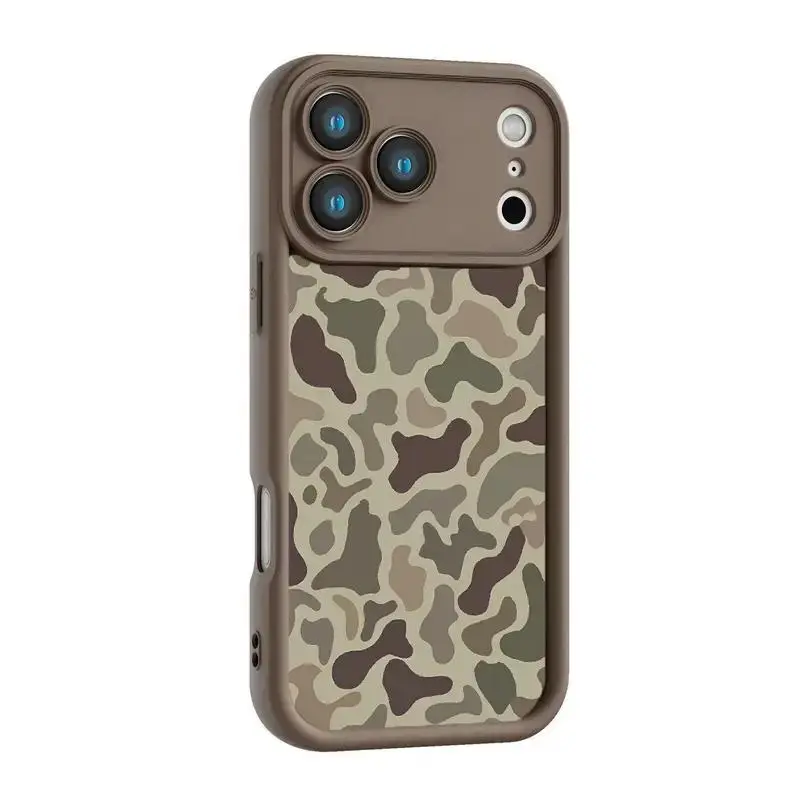 Camouflage-pattern phone case compatible with iPhone 17, 16, 15 Pro Max, 14, 13, 12, 11, and X/Plus series, as well as Samsung S25 Ultra; shock-resistant TPU rubber protective cover; a stylish accessory suitable as a holiday gift for men and women.