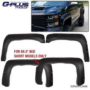 4pcs 69" Pocket Rivet Fender Flares Fit For 2007-2013 Chevy Silverado 1500