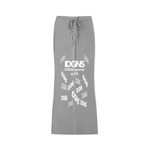 Dyed Washed Drawstring Maxi Skirt