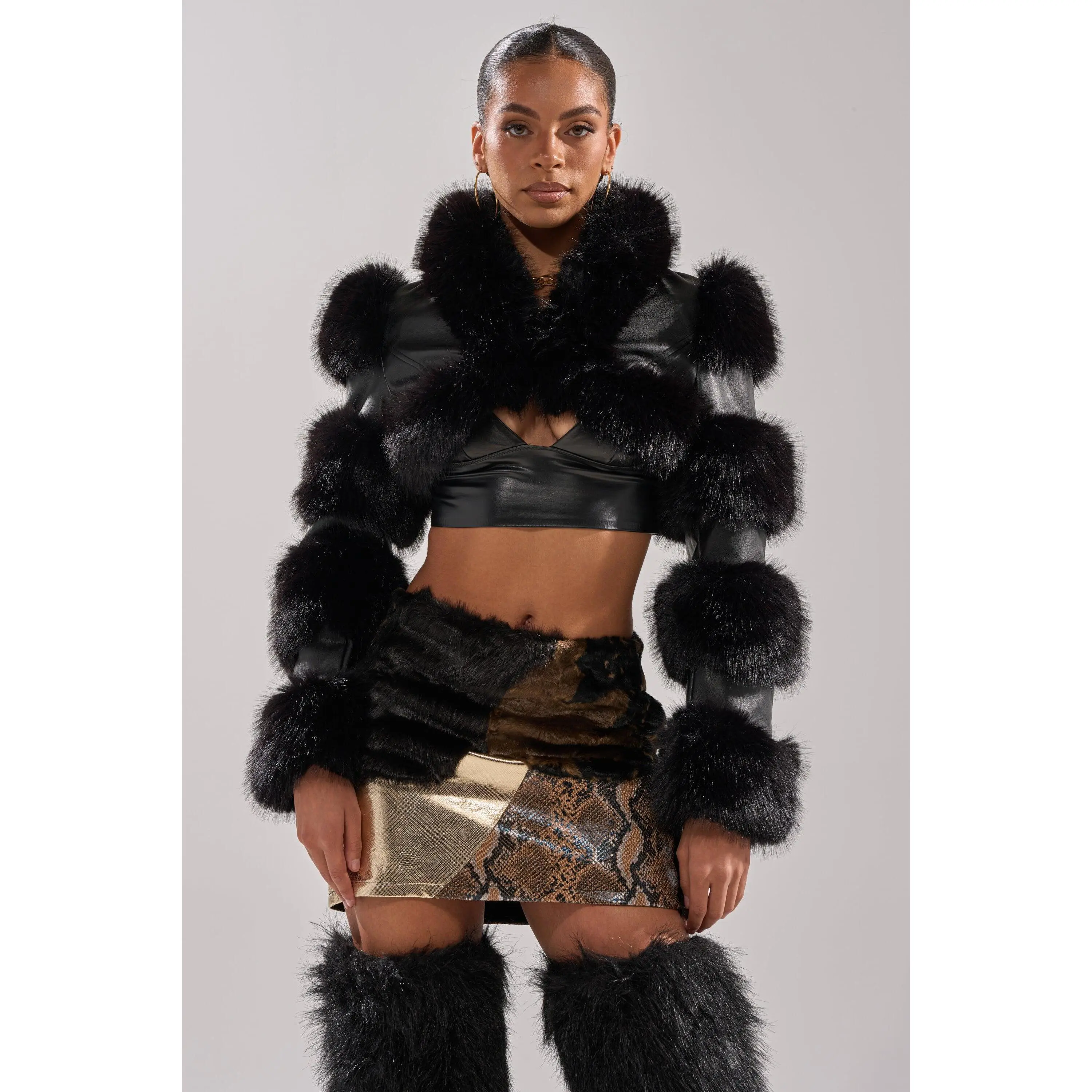 LOVERGIRL ULTRA CROP FUR TRIM MOTO - TikTok Shop