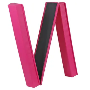 SUPERDEAL 9FT Balance Beam Extra Firm Vinyl Folding Gymnastics Beam Tumbling Home Practice Pink