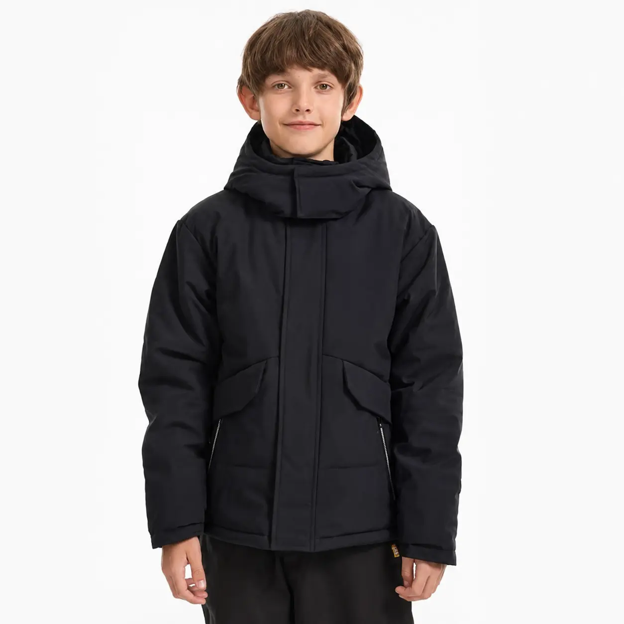 YUYANGDPB Boys' Modern Winter Puffer Jacket (Ages 6-16) - Fleece-Lined, Cotton Filling, Fitted Cut, Front Zip, Medium Stretch, Water-Resistant Quilted Hooded Coat with Zip Pockets for School & Outdoor Wear