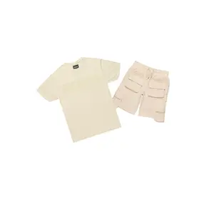 Sana Beige T-Shirt Cargo Shorts Set