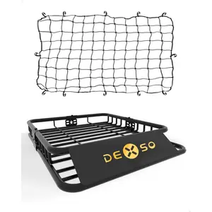 Global Roof Rack Cargo Basket with Extension – Heavy Duty Steel Rooftop Carrier, 200 lbs Capacity, Includes Cargo Net & 15 cu ft Waterproof Bag, Fits SUVs, Trucks, Cars - Easy Installation