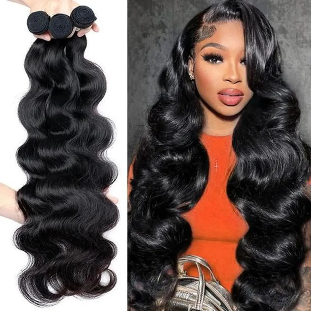 Dealsforyoudays Wavymy Budget Fridendly Brazilian Virgin 100% Human Hair Bundles Body Wave Quick Weave Sew In/Glue In Viral Hair Bundles Natural Color#SummerVibes