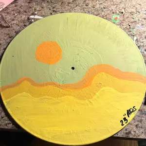 Desert Sun Vinyl Painting  - Vibrant Sunset Scene - Perfect for Home Decor