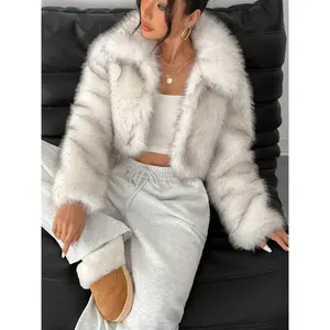 Women's faux fur leather jacket, gradient short design, autumn and winter warm jacket, thick fabric, women's fashionable jacket, casual cute jacket, a must-have for winterRAIMENTRY