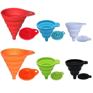 Kitchen Funnel Set 4 Pack, Small and Large Foldable Silicone Collapsible Funnels, Food Grade Kitchen Gadgets for Filling Water Bottles, Liquid Transfer, Oil, Sauce, Spices, Dry Goods, Cooking Prep and Space-Saving Storage