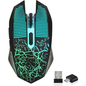 F-MUW04  Wireless Gaming Mouse Rechargeable LED Backlit 2.4G USB Receiver 3600 DPI Cordless Portable High Performance Compatible with PC Laptop MacBook iMac PS4 PS5 Switch Xbox one x(Black)