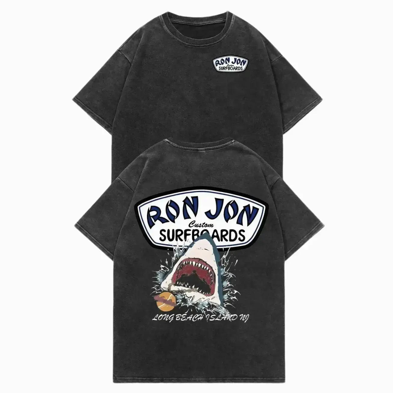 Surfboards Shark Graphic Washed Tee | Oversized Retro Beach Surf Aesthetic, Y2K Streetwear Summer Vacation Top shirt meme funny Clothes Cotton jesus tshirt