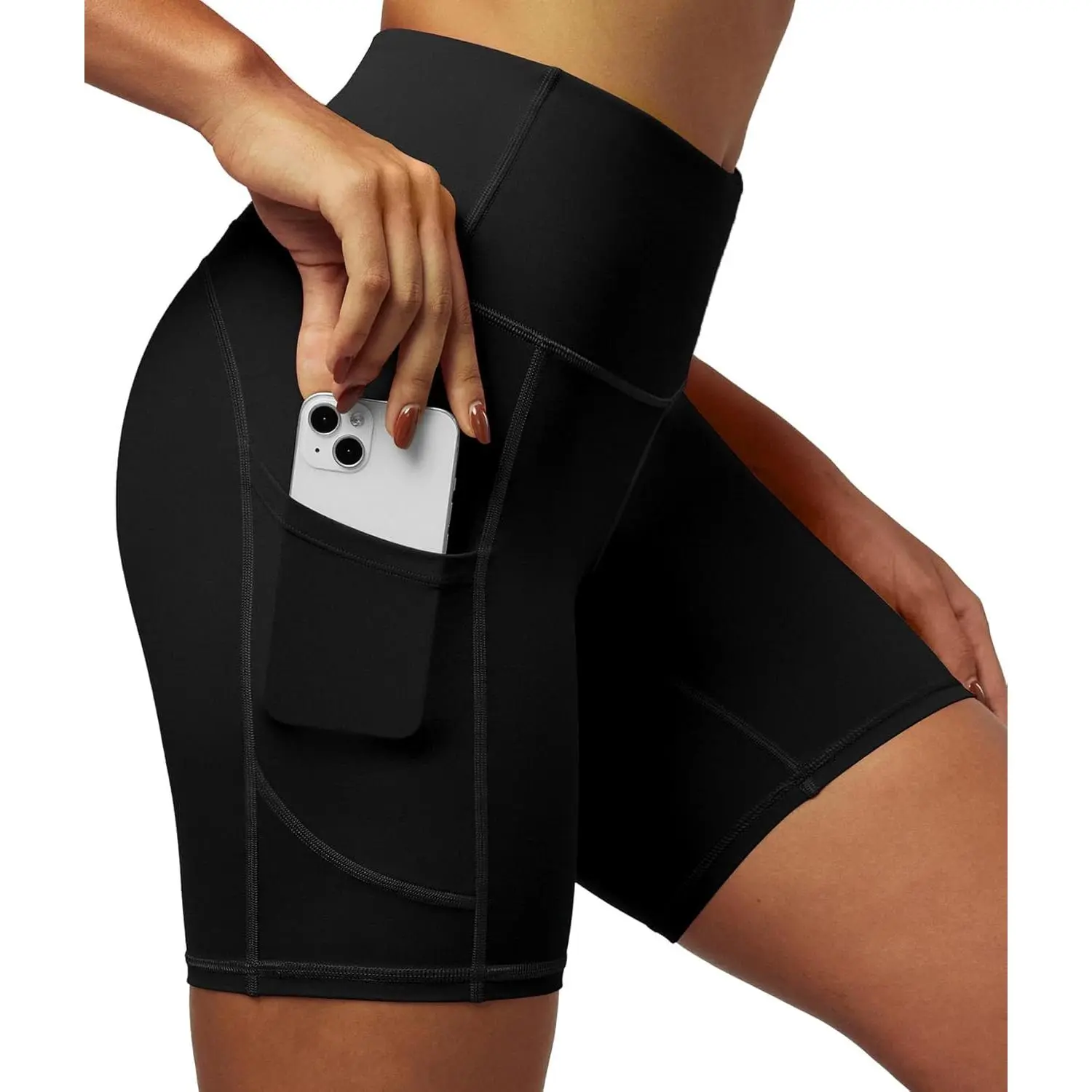 Biker Shorts Women 6" Tummy Control Workout Shorts Women with Pockets High Waisted Running Gym Spandex Compression