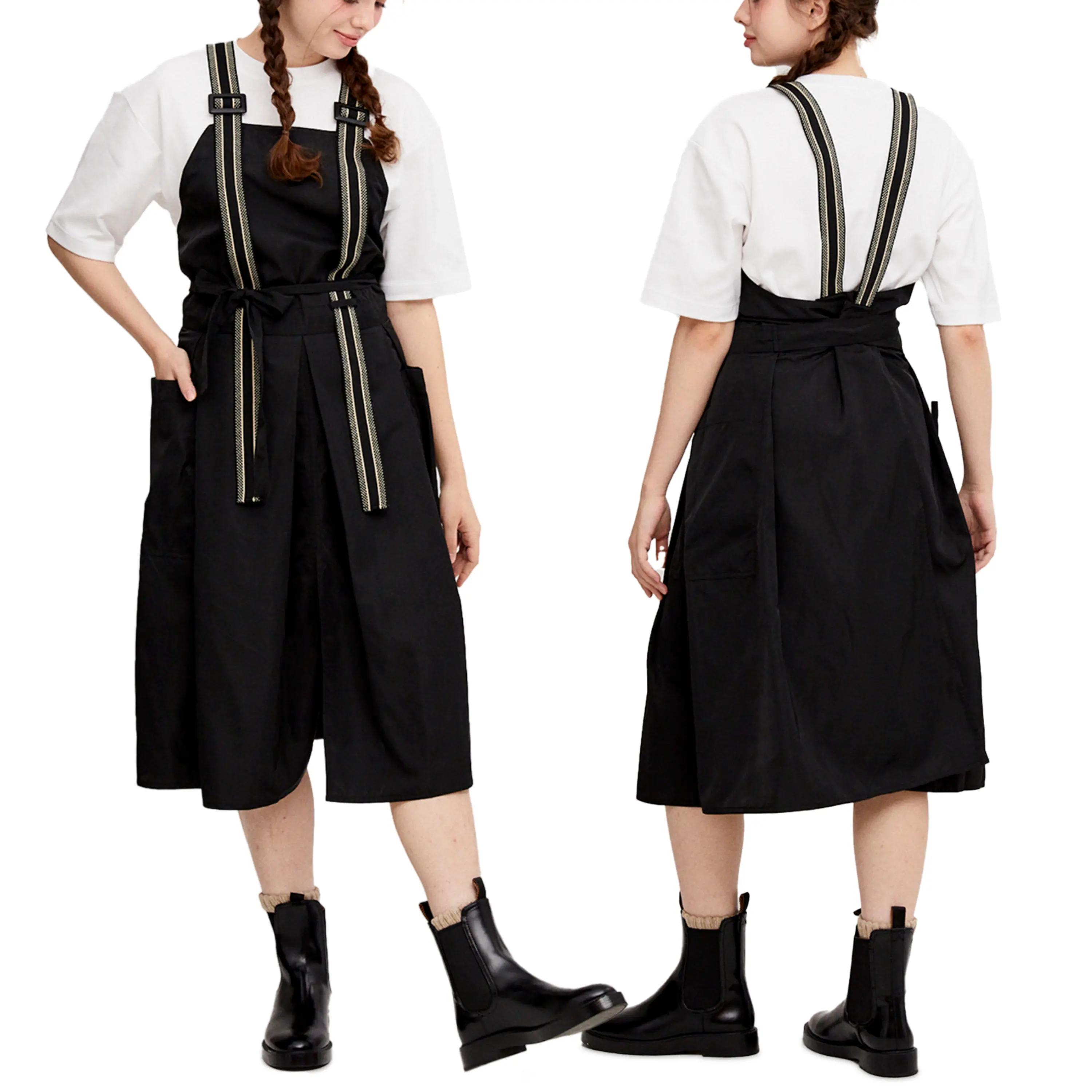 Apron for Nail Techs, Hairstylists, Barbers, Artists - 360 Full Coverage with Elastic Straps Black