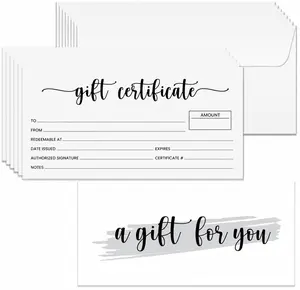 Paper 'n Such Blank Gift Certificates with Envelopes - Gift Card, Vouchers for Personal or Small Business - 3.75 X 7.5” -Heavyweight Card Stock- Set of 25