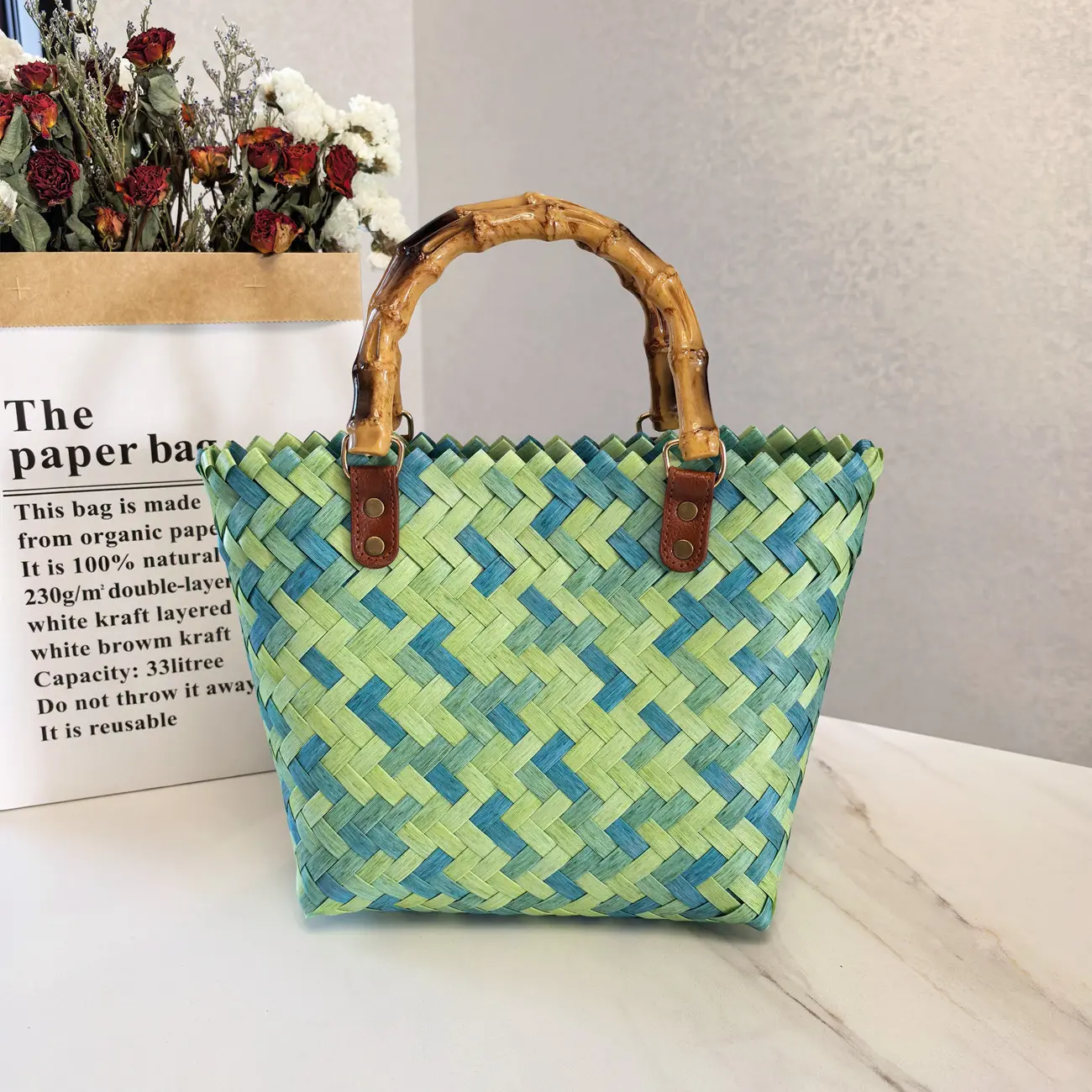 Bamboo handle green (naked bag)