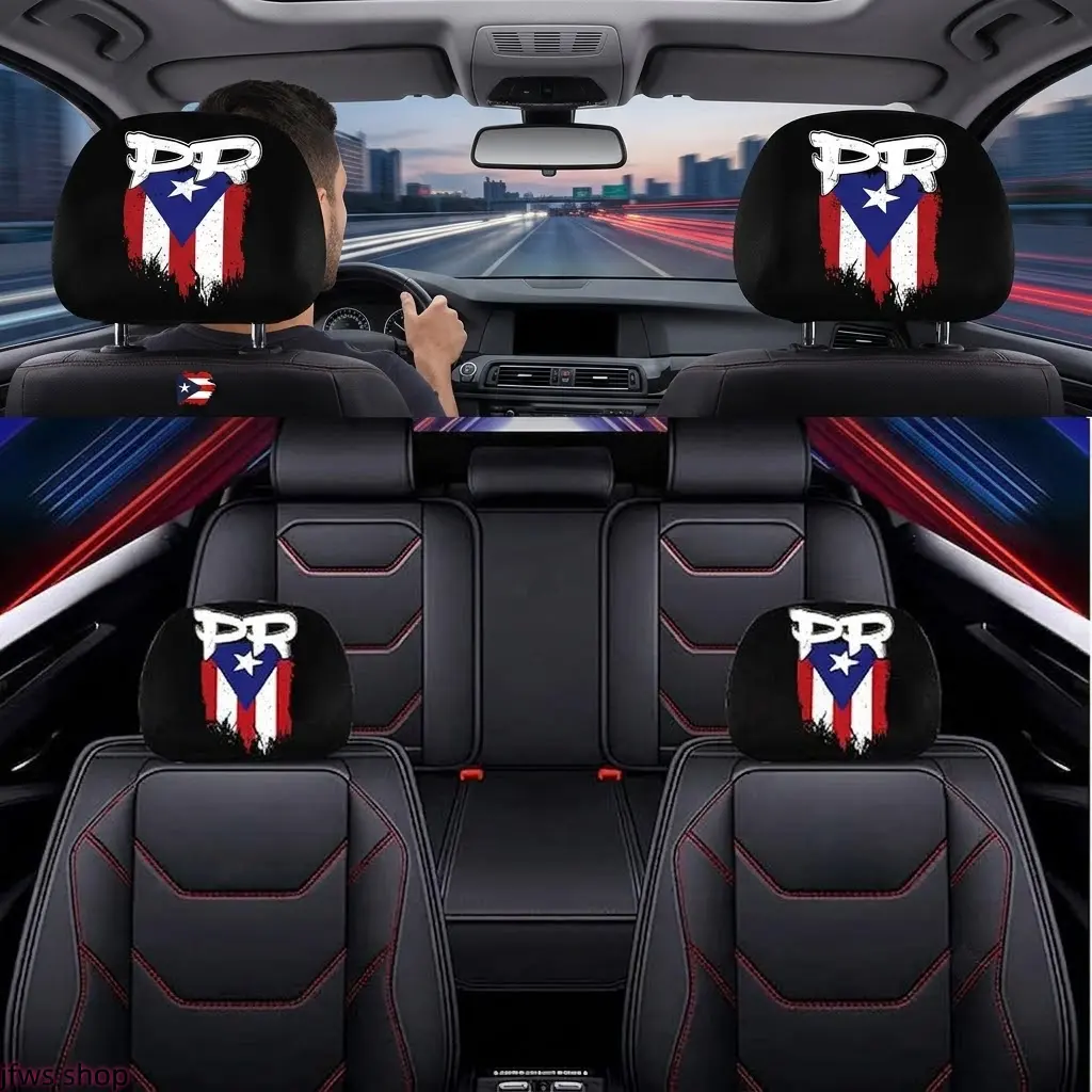 Women's & Men's 2026 Trendy Custom Initial Alphabet Emblem Car Headrest Covers Stretchy Elastic Cloth Personalized Monogram Dust Protector Versatile Daily Car Decor Hot Selling Cool Style