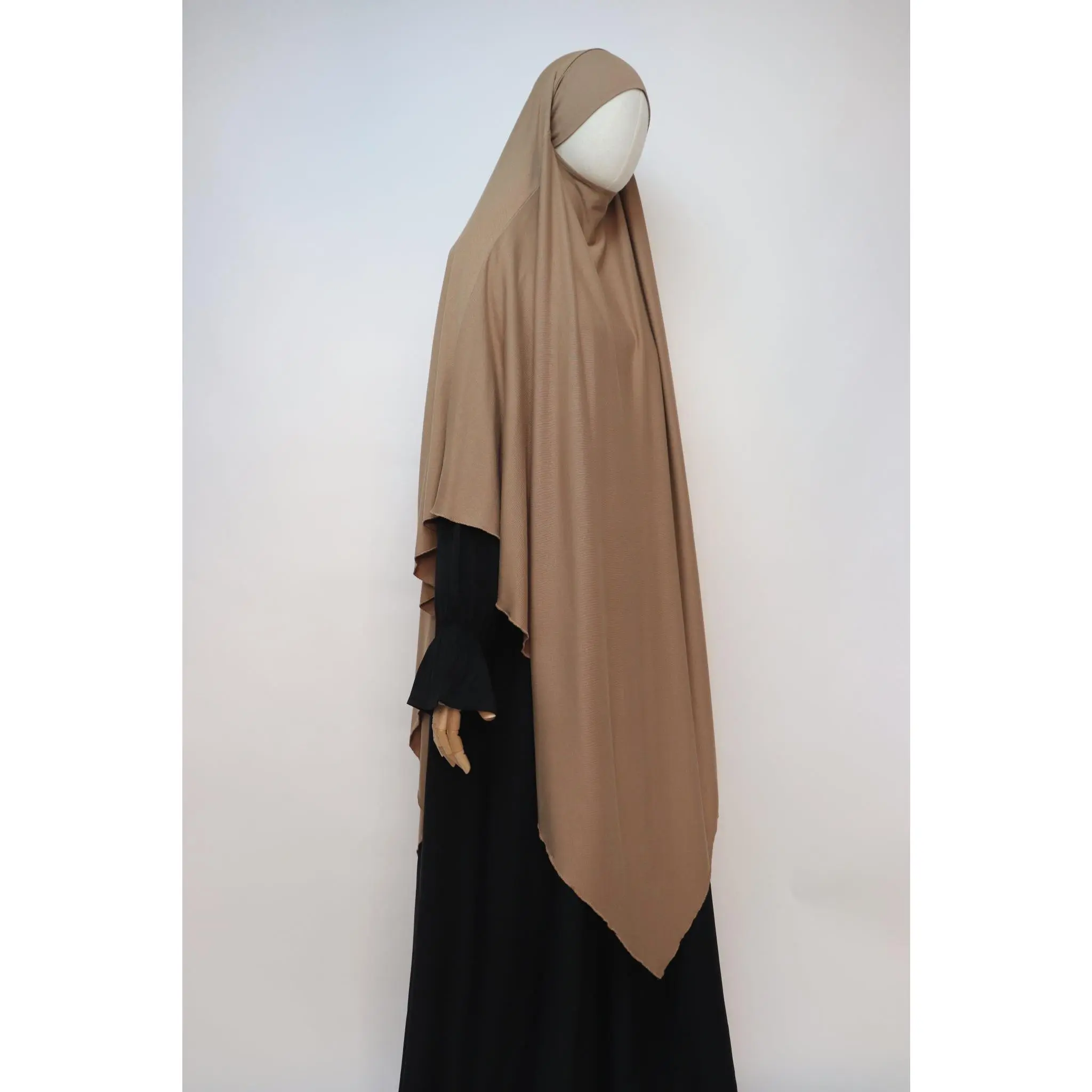 XL Ribbed Jersey Tie Back Diamond Khimar - Mocha