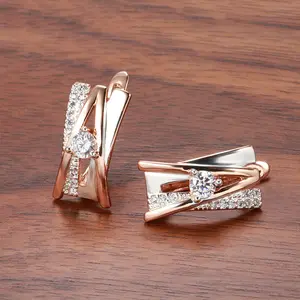 Women's Rose Gold Hollow Two-tone Earrings
