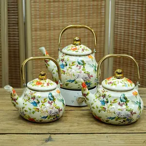 Floral & Bird Pattern Teapot, 1 Count Vintage Teapot with Handle, Multifunctional Tea Pot for Home Office Use, Home Decor, Tea Kettle