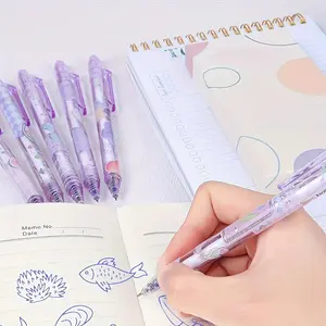 6 Pieces Erasable Gel Pens Retractable Pens Cute Flower Pens 0.5mm Fine Tip Pens Smooth Writing Pens Make Mistakes Disappear, Office School Pens Writing Pens (Black and Blue Ink-Tulip)
