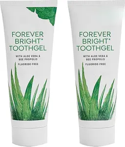 Forever Living - Bright Toothgel, Fluoride-Free Aloe Vera Gel with Bee Propolis, Peppermint-Spearmint Flavor, 4.6 oz, 2 Pack