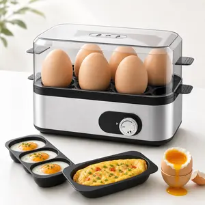 TMWINGS 6-Egg Rapid Egg Cooker with Adjustable Timer for Custom Cooking, Electric Egg Cooker for Hard Soft Scrambled or Fried Eggs, Quick & Easy Breakfast Maker for Family and Fitness Enthusiasts Egg Poacher