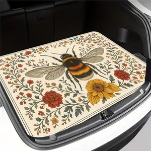 1pc Fit Car Trunk Mat with Bees & Honeycomb Pattern, Heavy-Duty Non-Slip SUV/Cargo Liner, All-Weather Protection, Fits Trucks, Sedans, Pet-Friendly Vehicle Floor Protector, Car Floor Mats, Car Interior Accessory, Car Accessories (for, for, GM, VW, for)