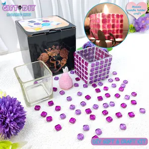 DIY Handmade Glass Mosaic Candle Holder Party Gifts Craft Kit for Festive and party supplies, Cheistmas, Tealight, Votive Candle Holder, Home Decor Fun Arts, DIY Stained Glass Kit for Kids Adults Teens Valentine wedding Birthday party Mother’s Day Gifts