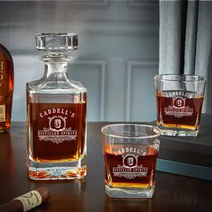 HomeWetBar Personalized Liquor Glasses for Whiskey, Scotch, and Bourbon Custom Whiskey Glass Set and Bar Glassware