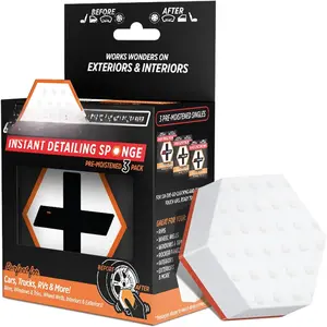 (TM)  Detailing  Bikes Wash Sponge, Non-Scratch  Cleaning Sponge, Dual-Sided Auto Cleaning Sponges Pre-Moistened and Portable for -The-Go Use, Pack of 3