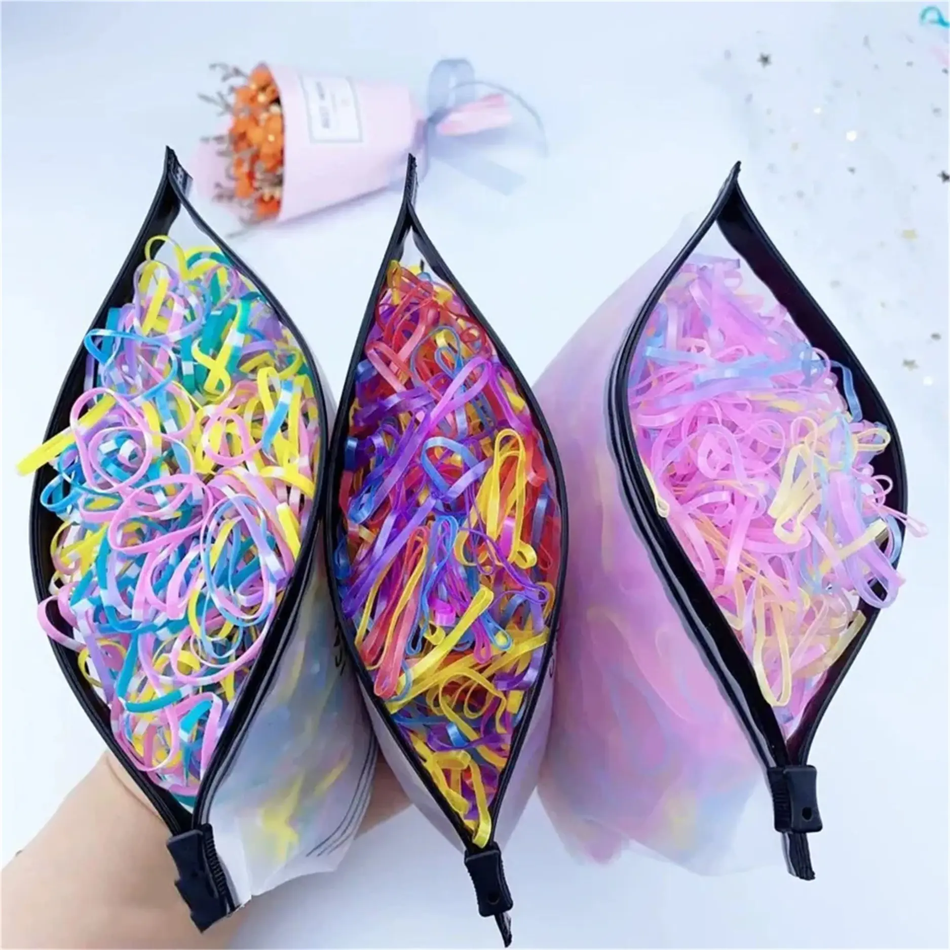 1000Pcs/Pack Small Size​​ Disposable Rubber Bands​​ ​​Non-Slip ​​Rubber Material​​ ​​Ponytail Holders​​ Soft ​​Vibrant Colors​​