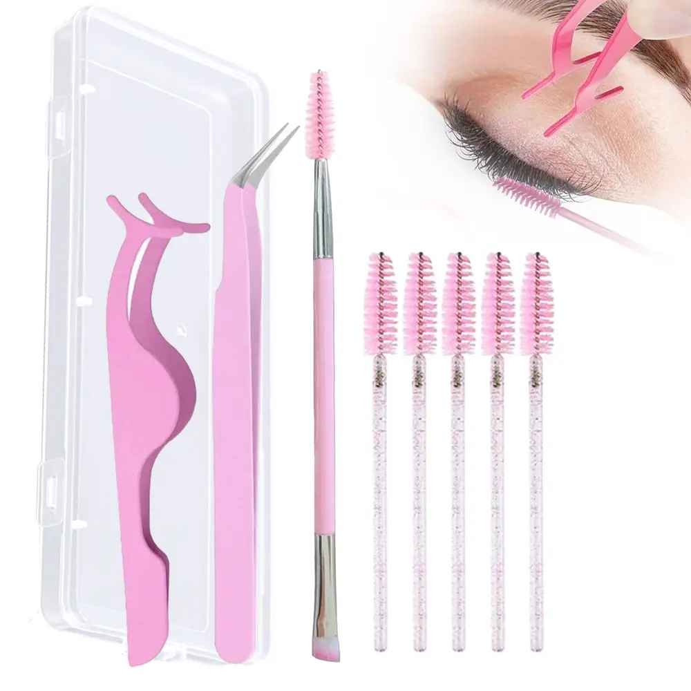8-Piece Eyelash Tool Set, Eyelash Extensions Kit with Storage Case, Includes Curved Tweezers, Precision Lash Clipper, and Lash Brush, For Eyelash Extensions and False Lash Application, Cosmetic Tools, DIY Lash Tools