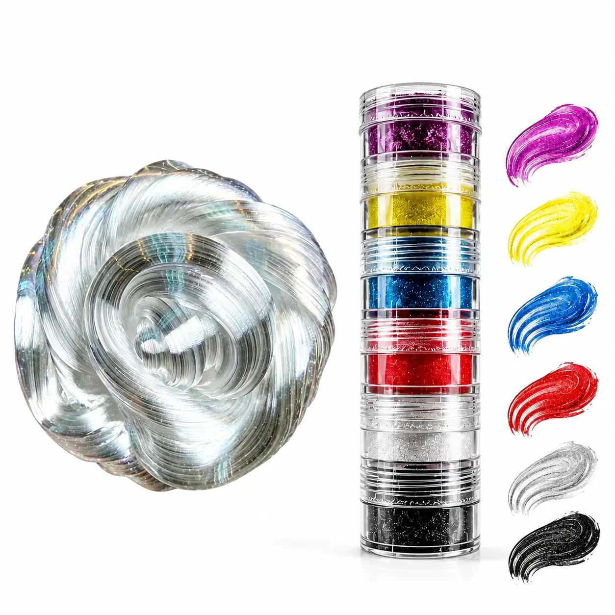 Crystal Clear Thinking Putty, Non-Newtonian Fluid Clear Slime, Stretchable Bouncy Fidget Toy, Stress Relief Sensory Toy for Kids & Adults, Comes with 5 Color Powders for DIY Creation