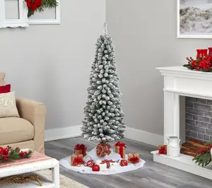 Nearly Natural 5-ft Flocked Pencil Artificial Christmas Tree