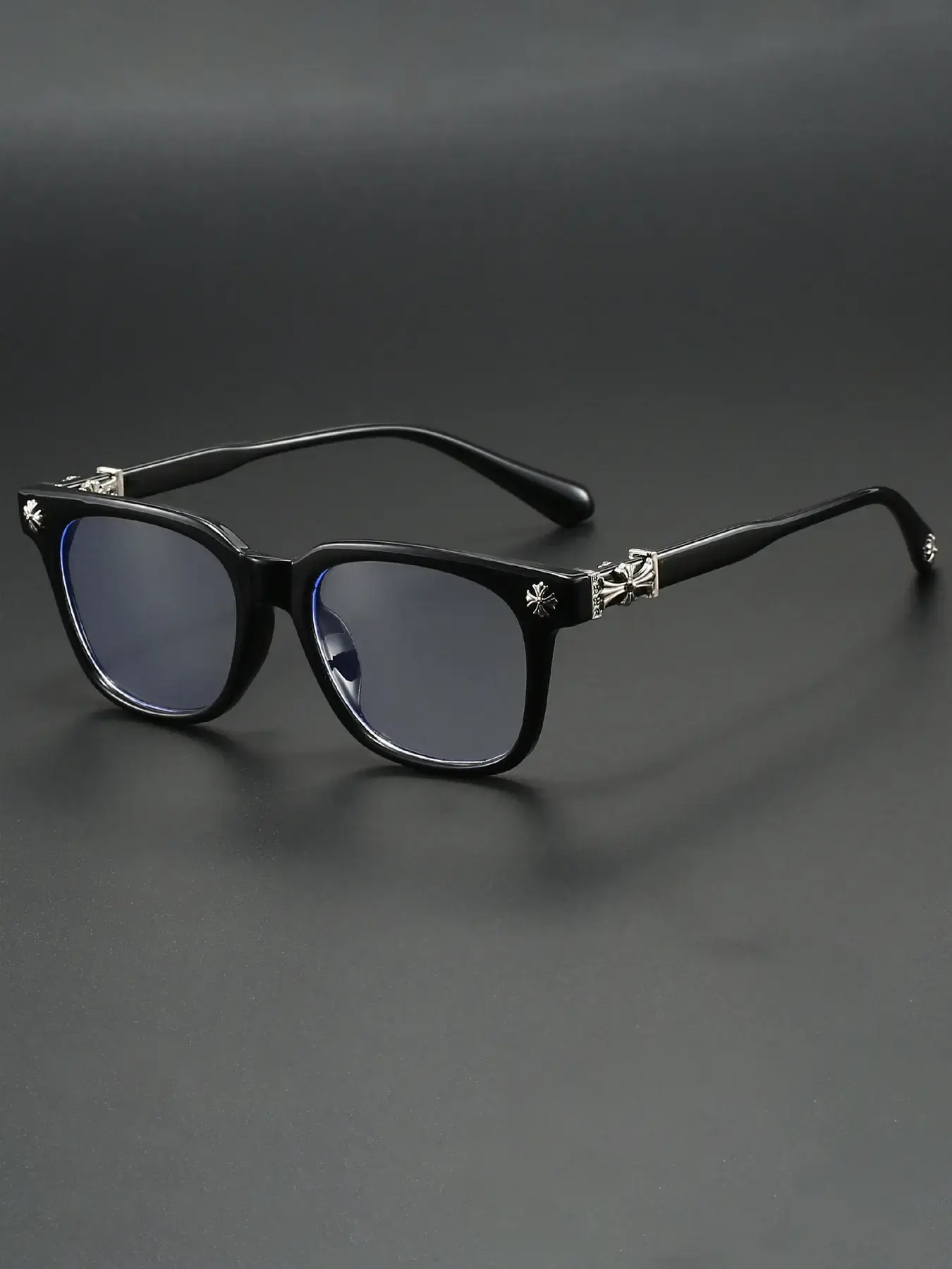 Fashion Metal Square Frame Flat Lens Outdoor Versatile Anti-Blue Light Trendy Casual Glasses, Square Frame Eyewear, Square Frames Eyeglasses, Casual Style, All Seasons, Plain Pattern