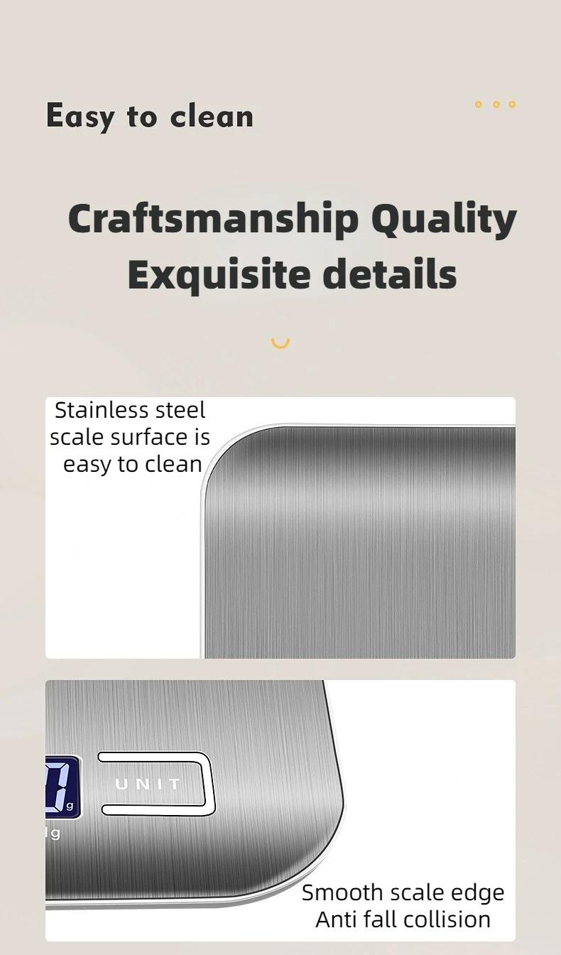 5kg/1g Multifunction Electric Digital Kitchen Food Scale LCD Display, High Precise Waterproff Measuring Scale Stainless Steel