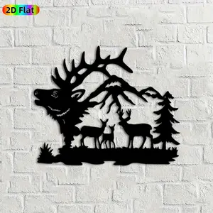 1pc Elk Family Metal Wall Art, Majestic Elk Family Statue Mural, Ideal Gift for Christmas, Thanksgiving, Nature Decor Enthusiasts, Rust-Resistant Metal Wall Decor Wall Sculptures, Perfect for Outdoor Fence & Indoor Wall, Unique Home Decor