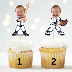Custom Baseball Cupcake Topper – Rookie of the Year 1st Birthday Party Decor