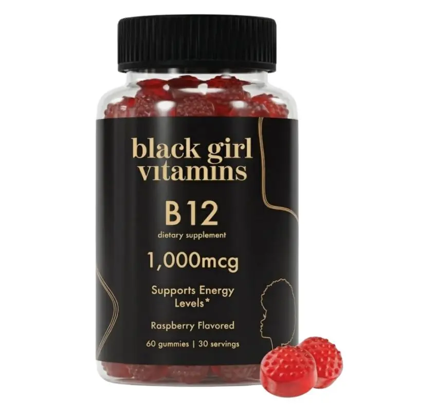 Black Girl Vitamins - Vitamin B12 Gummies, for Energy, Metabolism & Nervous System Support, 1000 mcg Cyancobalamin B12 per Serving, Halal & Gluten-Free - 60ct
